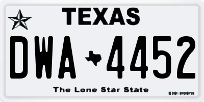 TX license plate DWA4452