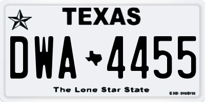 TX license plate DWA4455