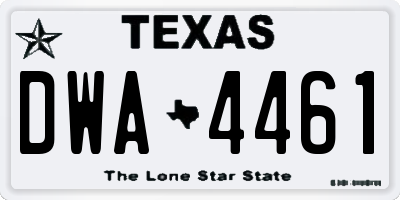 TX license plate DWA4461
