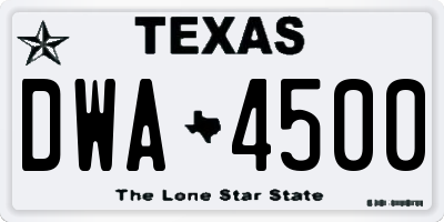 TX license plate DWA4500