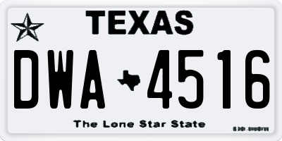 TX license plate DWA4516