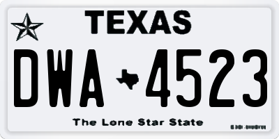 TX license plate DWA4523