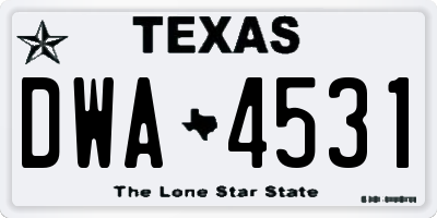 TX license plate DWA4531