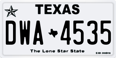 TX license plate DWA4535