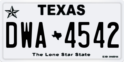 TX license plate DWA4542