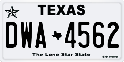TX license plate DWA4562