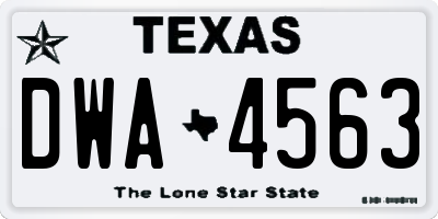 TX license plate DWA4563