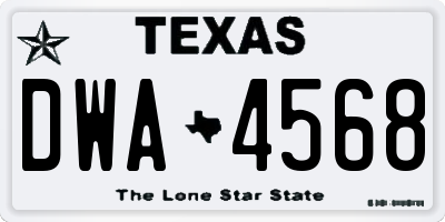 TX license plate DWA4568