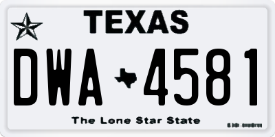 TX license plate DWA4581
