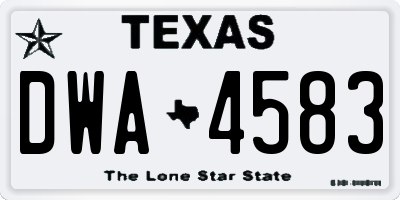 TX license plate DWA4583