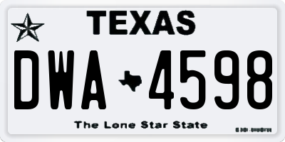 TX license plate DWA4598