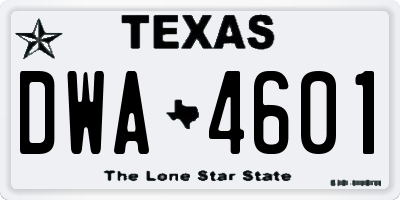TX license plate DWA4601