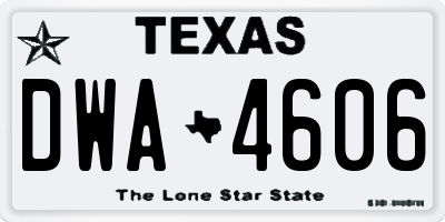 TX license plate DWA4606