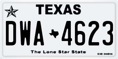 TX license plate DWA4623