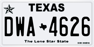 TX license plate DWA4626