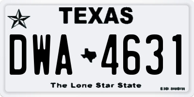 TX license plate DWA4631
