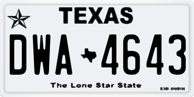 TX license plate DWA4643