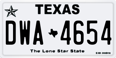 TX license plate DWA4654