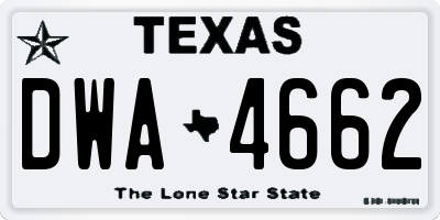 TX license plate DWA4662