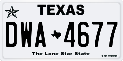 TX license plate DWA4677
