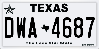 TX license plate DWA4687