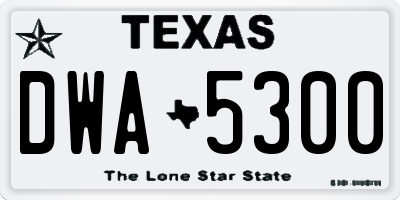 TX license plate DWA5300