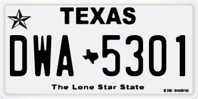 TX license plate DWA5301