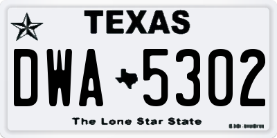 TX license plate DWA5302