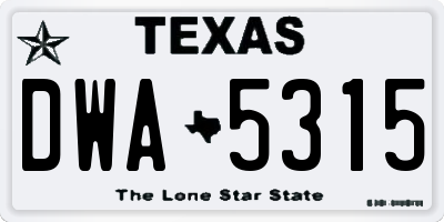 TX license plate DWA5315