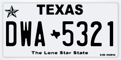 TX license plate DWA5321