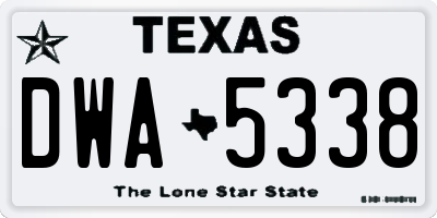TX license plate DWA5338