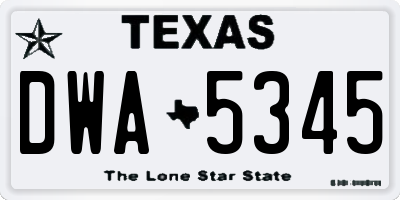 TX license plate DWA5345