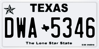 TX license plate DWA5346