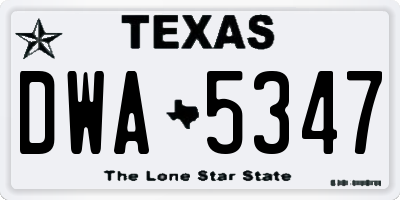 TX license plate DWA5347