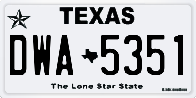 TX license plate DWA5351