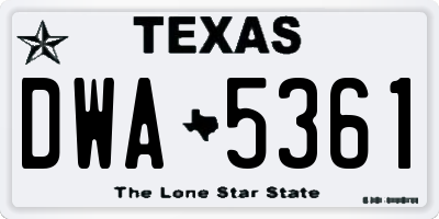 TX license plate DWA5361