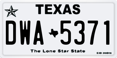 TX license plate DWA5371