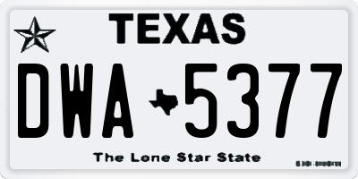 TX license plate DWA5377