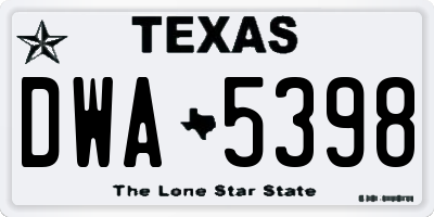 TX license plate DWA5398