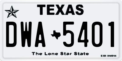 TX license plate DWA5401