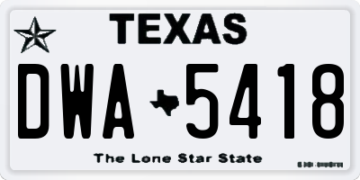 TX license plate DWA5418