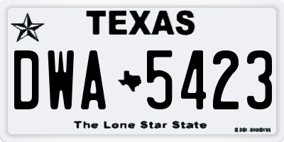 TX license plate DWA5423