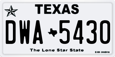 TX license plate DWA5430