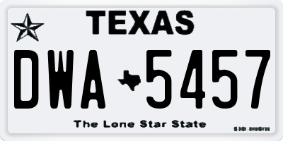 TX license plate DWA5457