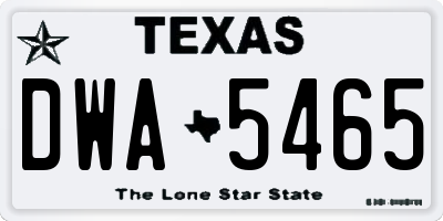 TX license plate DWA5465