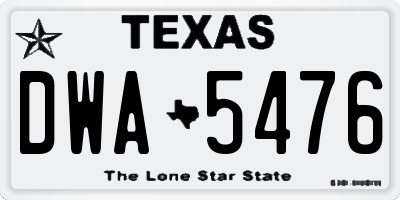 TX license plate DWA5476