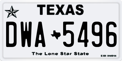 TX license plate DWA5496