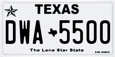 TX license plate DWA5500