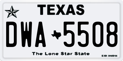 TX license plate DWA5508
