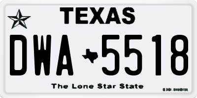 TX license plate DWA5518
